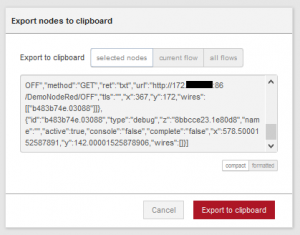 Nu är det bara att välja "export to clipboard" och sedan spara json strängen du fått i urklippet.