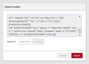 Klistra in JSON koden som jag delade en bit upp och välj Import.
