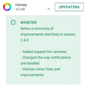 Uppdaterade appen till 2.4.0 utan problem