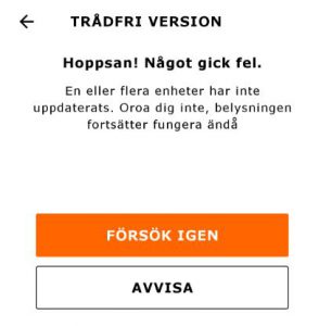 Felande uppdatering på Trådfri