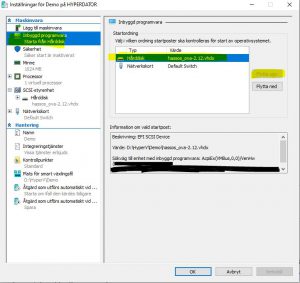 Välj att boota från hårdisken i Hyper-v