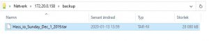 Öppna mappen backup och kopiera in din hass.io backupfil som slutar på .tar