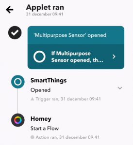 Logg på ett flöde från SmartThings till IFTTT