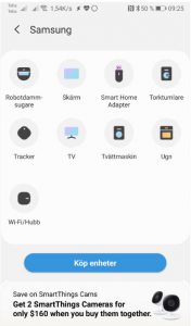 Samsung SmartThings har reklam i appen.