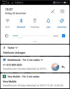 VeraSecure skickar en varning om rök